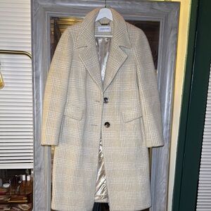 Calvin Klein Cream Plaid Coat